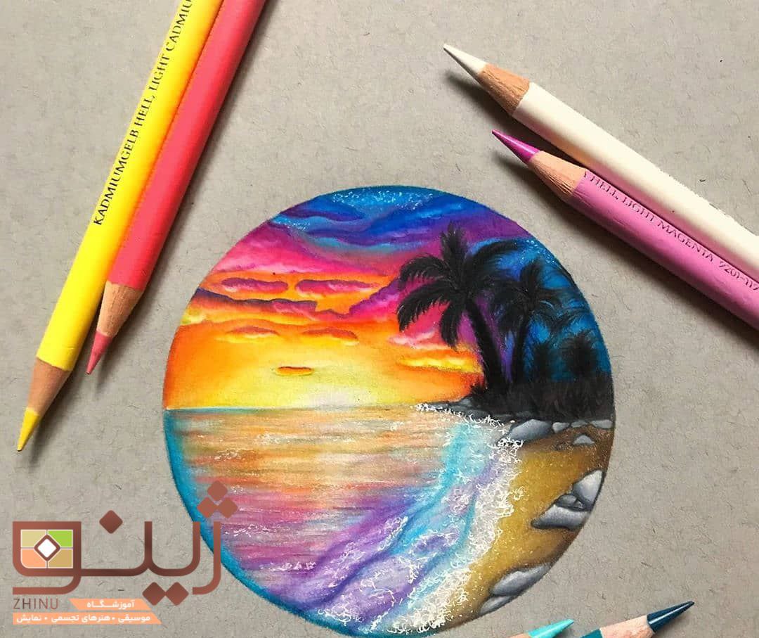 نقاشی سرد و گرم با مداد رنگی